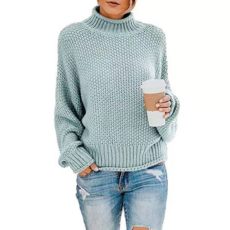 Damen Grobgestrickter Boxy-Rollkragenpullover mit strukturierter Waffeloptik und geripptem Saum Drune