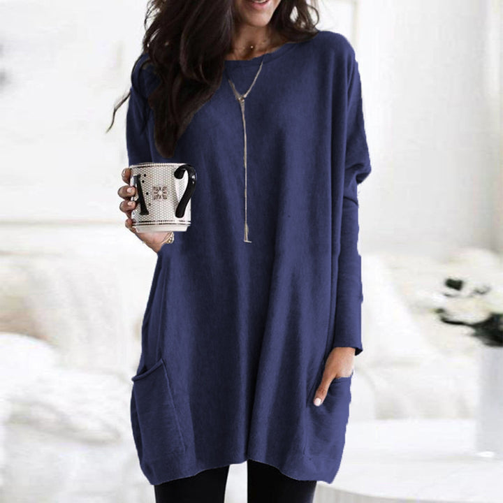 Damen nan oversized Longshirt mit Kontrastblock und aufgesetzten Taschen Drune