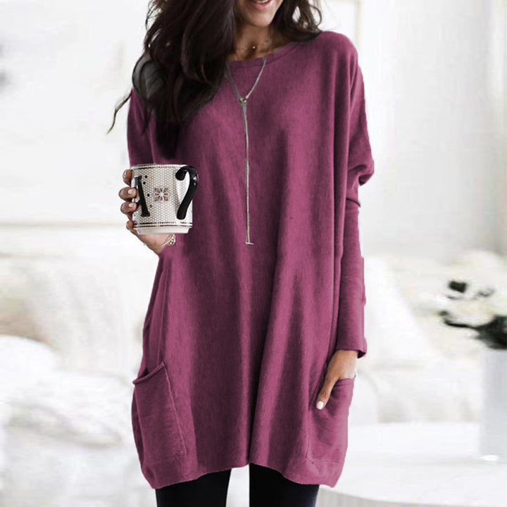 Damen nan oversized Longshirt mit Kontrastblock und aufgesetzten Taschen Drune