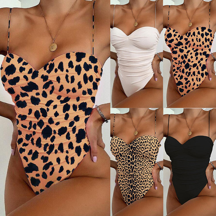 Damen Eleganter Einteiler Badeanzug mit schmalen Trägern Drune