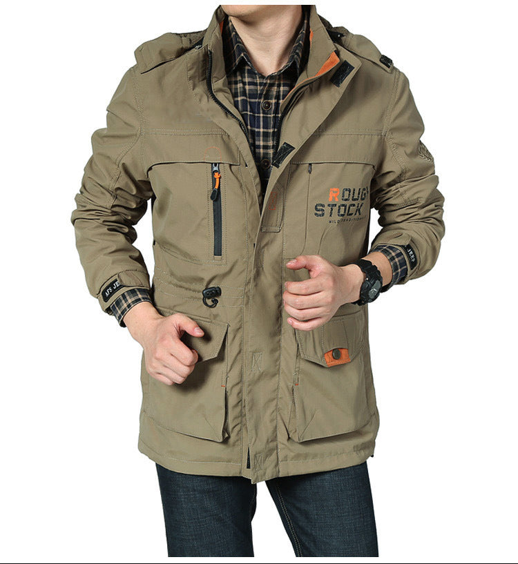 Herren Multifunktionale Outdoor-Jacke mit verstellbarem Kapuzendesign Drune