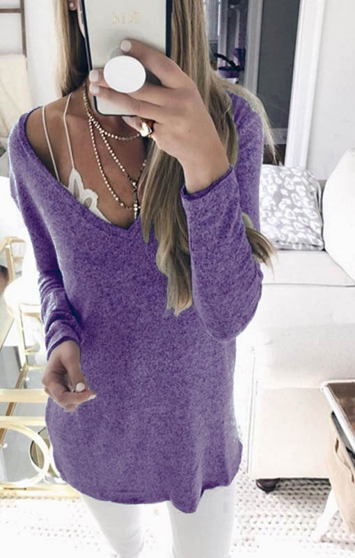 Damen feinstrick Tunika mit tiefem V-Ausschnitt und lässigem Oversized-Schnitt Drune