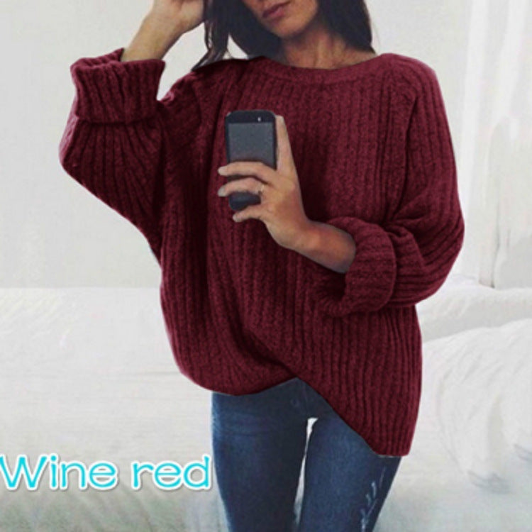 Damen Lässiger Strickpullover mit voluminösen Ärmeln und Rippenstruktur Drune