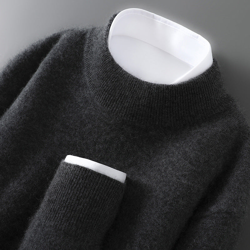 Herren-Wollpullover mit Stehkragen, 100% Wolle