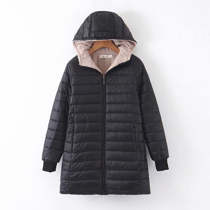 Damen Gefütterte Steppjacke mit Kapuze und Teddyfutter Drune