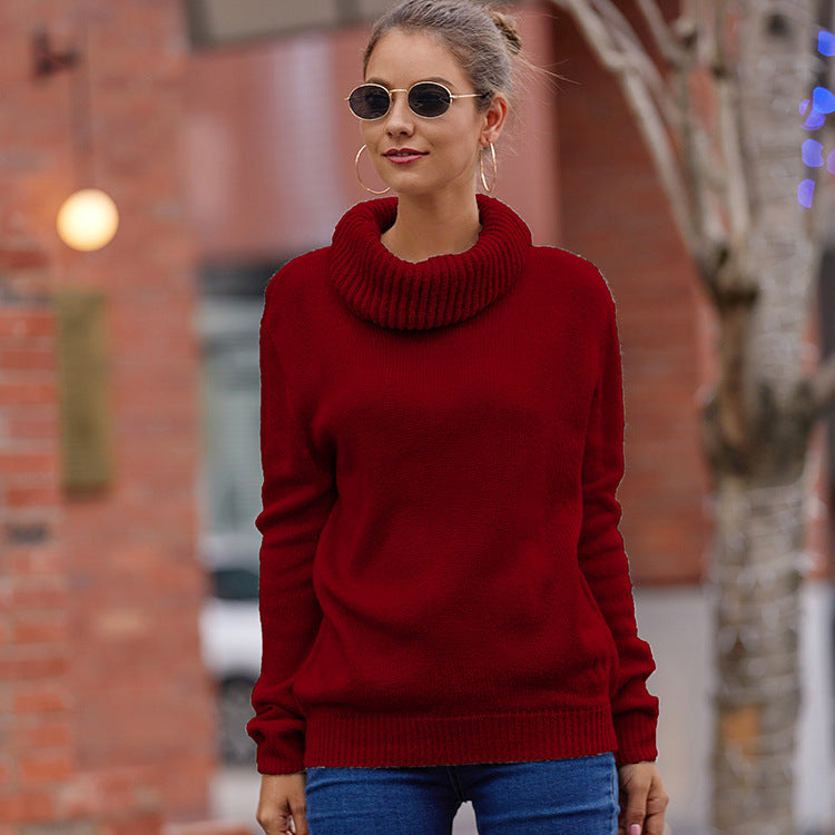 Damen Strickpullover mit hohem Kragen und modernem Schnitt Drune