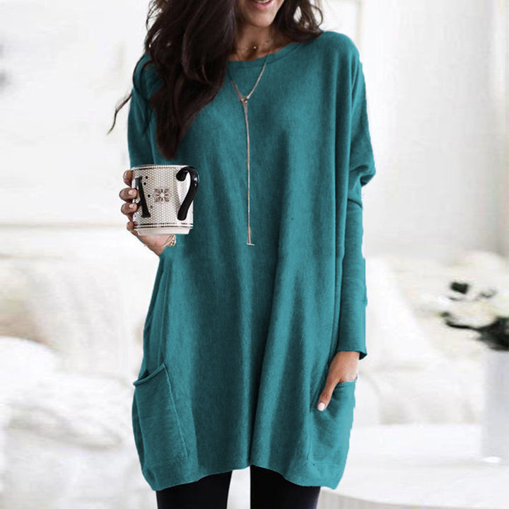 Damen nan oversized Longshirt mit Kontrastblock und aufgesetzten Taschen Drune