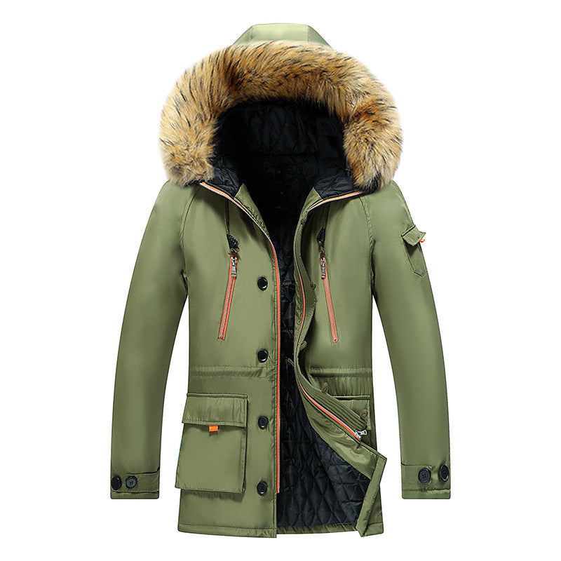 Herren Winterparka mit abnehmbarer Kapuze und Kunstfellbesatz Drune