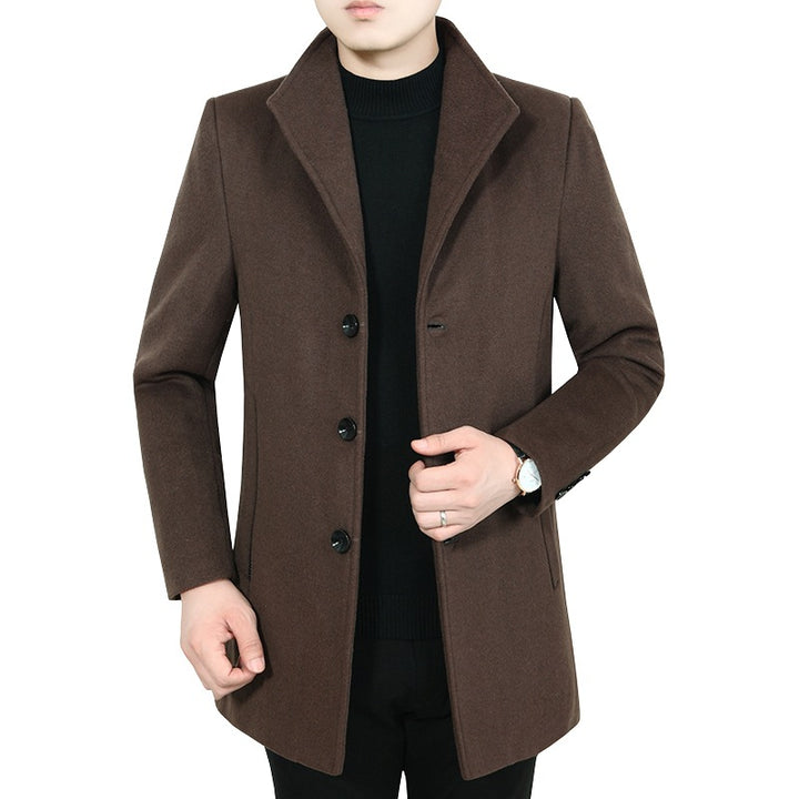 Herren Taillierter Kurzmantel im Minimalstil mit Stehkragen Drune