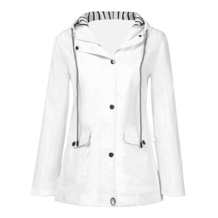 Damen nan wasserdichter Parka mit Kapuze, Kordelzug und aufgesetzten Taschen Drune