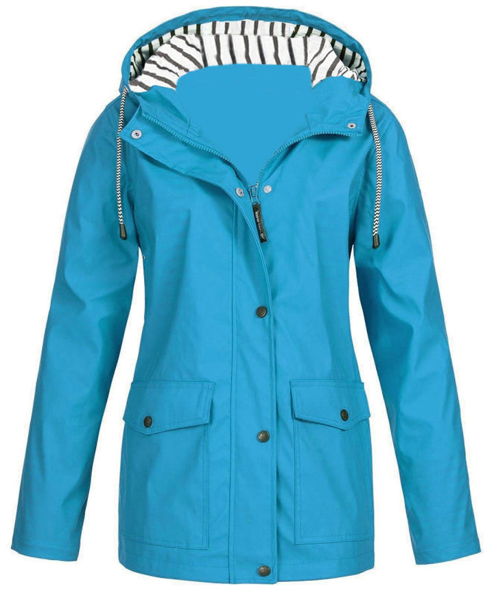 Damen nan wasserdichter Parka mit Kapuze, Kordelzug und aufgesetzten Taschen Drune