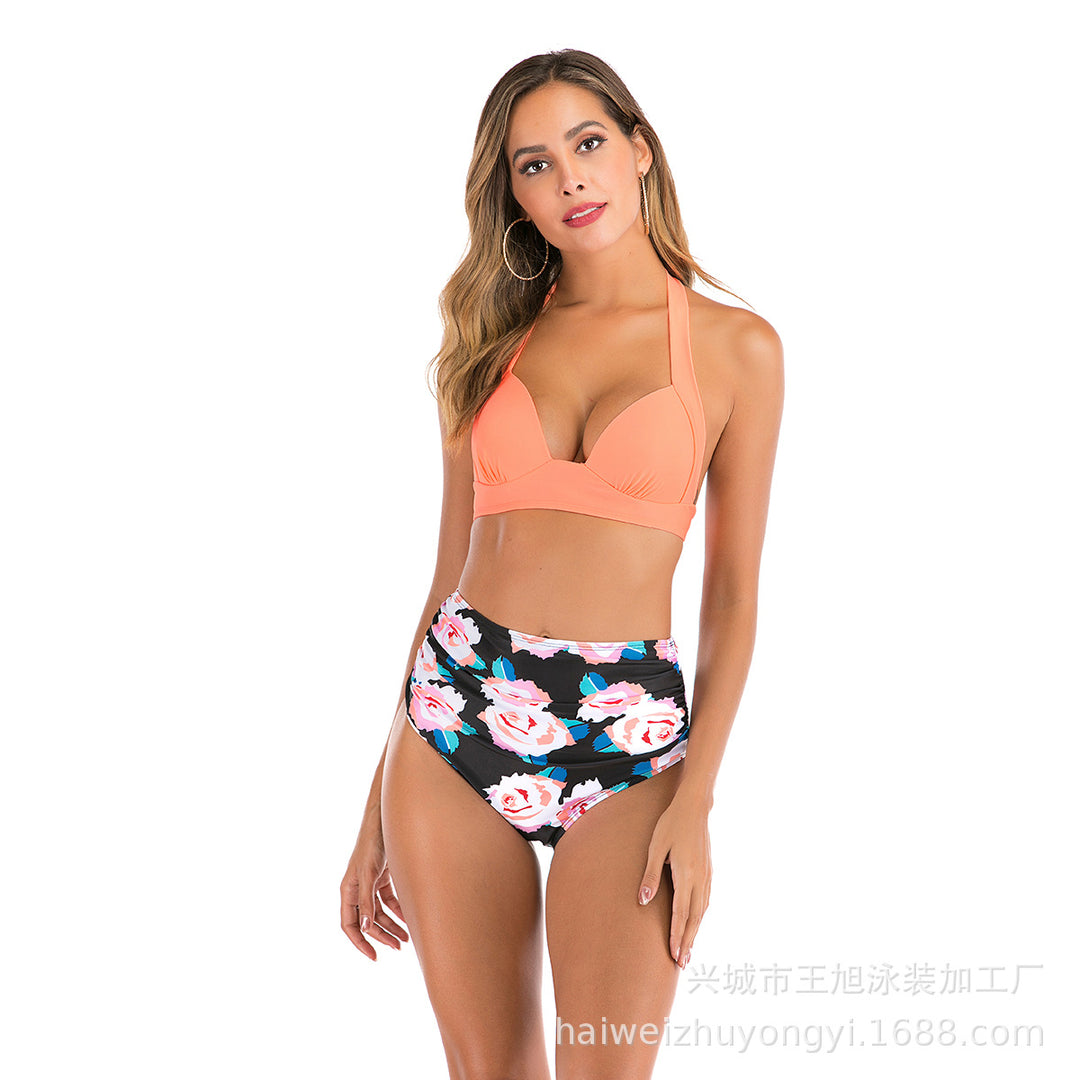 Damen Bandeau-Bikini mit stilvollen Streifen und verstellbaren Trägern Drune