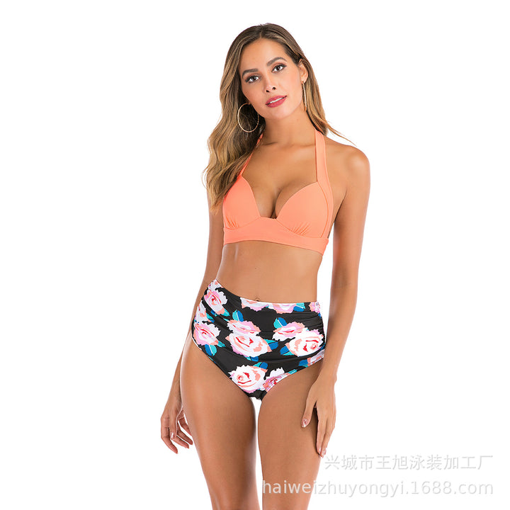 Damen Bandeau-Bikini mit stilvollen Streifen und verstellbaren Trägern Drune