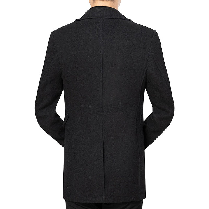 Herren Mantel mittellang aus Wollmix mit schlanker Silhouette, verdeckter Reißverschlussleiste und Pattentaschen Drune