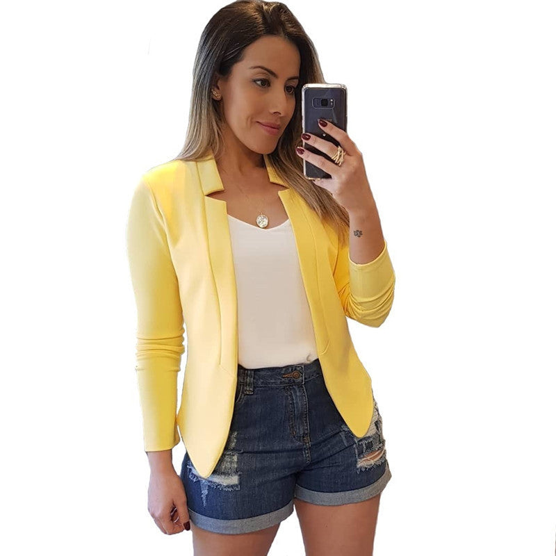 Damen Taillierter Business-Blazer mit minimalistischem Stehkragen Drune