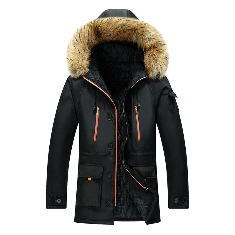 Herren Winterparka mit abnehmbarer Kapuze und Kunstfellbesatz Drune