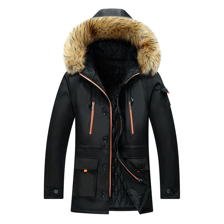Herren Winterparka mit abnehmbarer Kapuze und Kunstfellbesatz Drune