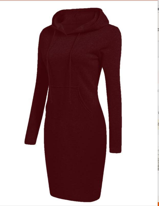 Damen Hoodie-Kleid mit praktischen Taschen und Kapuze Drune