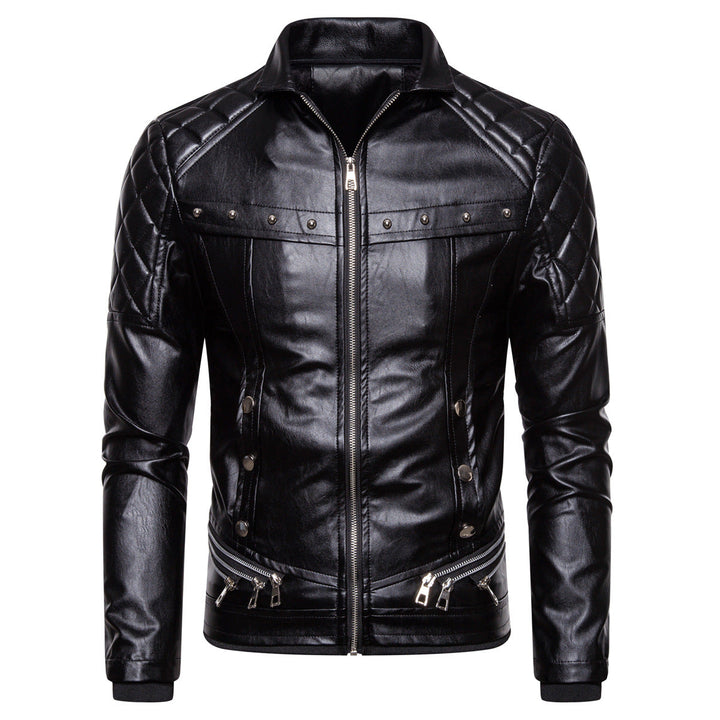 Herren Kunstlederjacke mit luxuriösem Fellkragen Drune