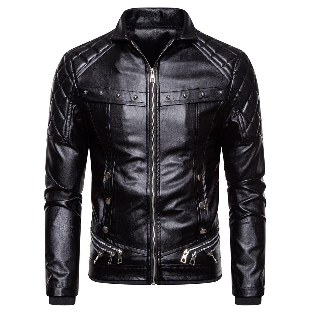 Herren Biker-Lederjacke im Vintage-Look mit gesteppter Schulter und breitem Kunstfellkragen Drune