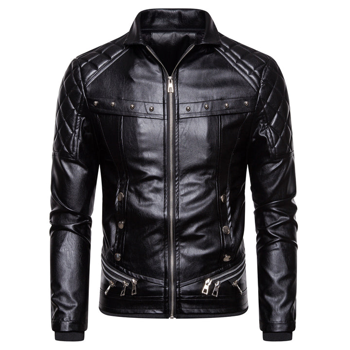 Herren Biker-Lederjacke im Vintage-Look mit gesteppter Schulter und breitem Kunstfellkragen Drune