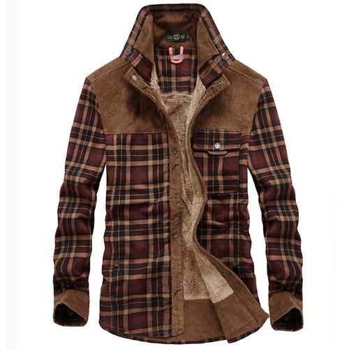 Herren Gemusterte Flanelljacke mit Fleece Futter Drune