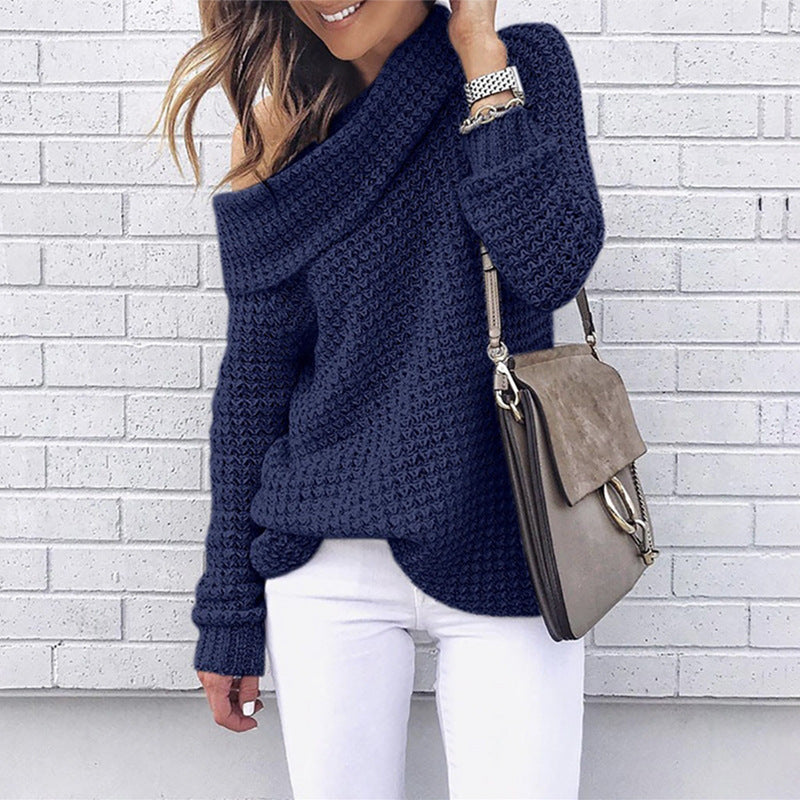 Damen Strickpullover mit schulterfreiem Design und strukturiertem Muster Drune