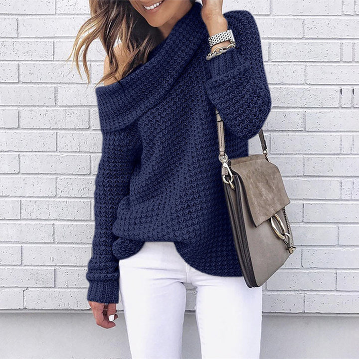 Damen Strickpullover mit schulterfreiem Design und strukturiertem Muster Drune