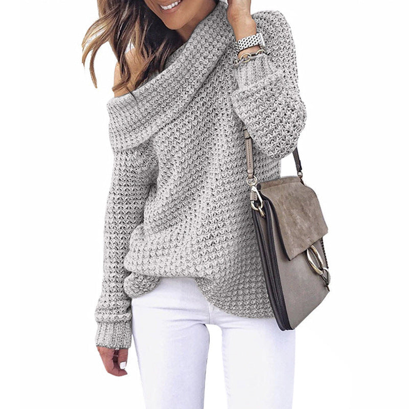 Damen Strickpullover mit schulterfreiem Design und strukturiertem Muster Drune