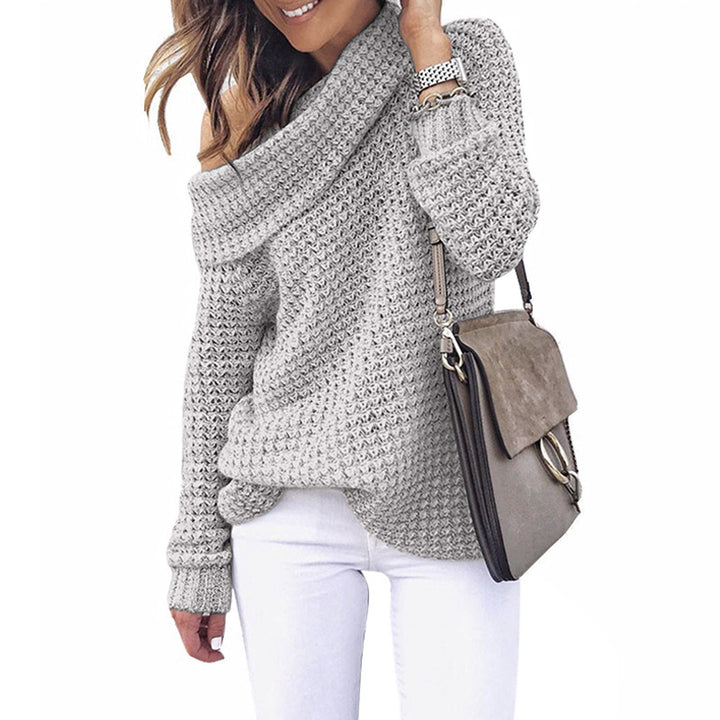 Damen Strickpullover mit schulterfreiem Design und strukturiertem Muster Drune