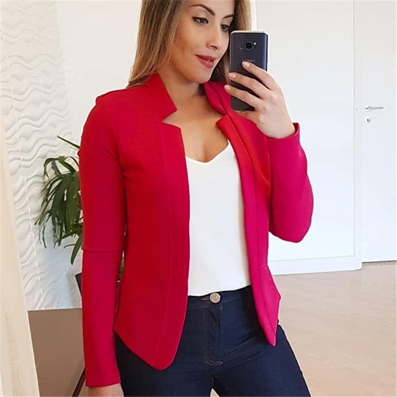 Damen Taillierter Business-Blazer mit minimalistischem Stehkragen Drune