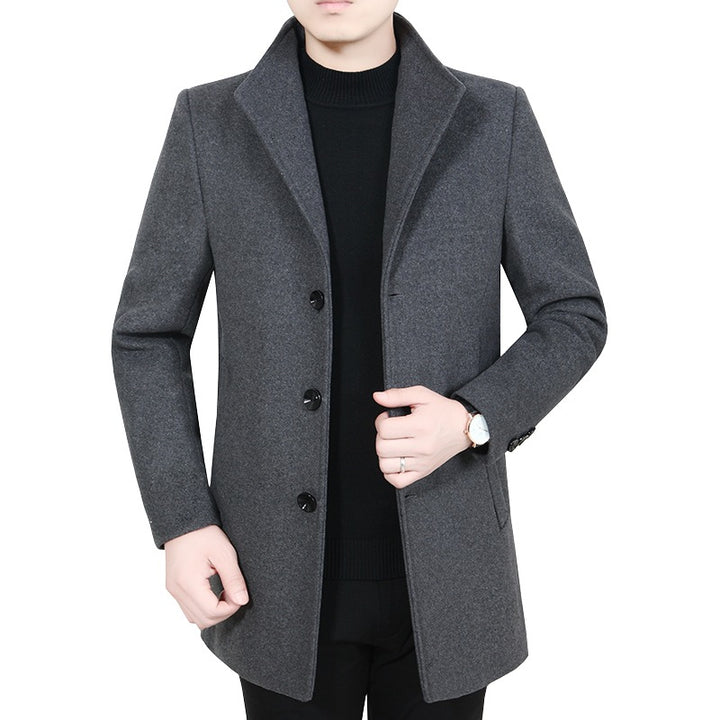 Herren Taillierter Kurzmantel im Minimalstil mit Stehkragen Drune