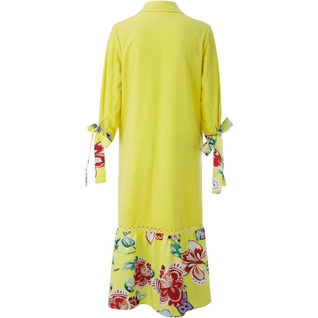 Drune | Maxikleid mit Knopfleiste und Blumenmuster am Saum