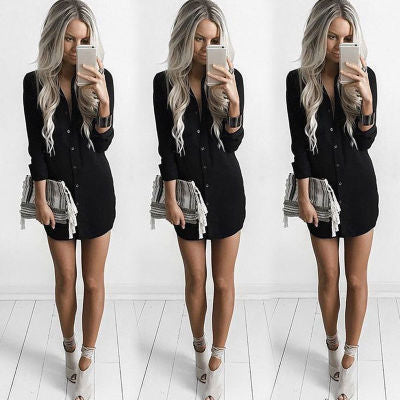 Damen Hemdkleid aus Viskose-Mischung mit tailliertem Schnitt und seitlichen Schlitzen Drune