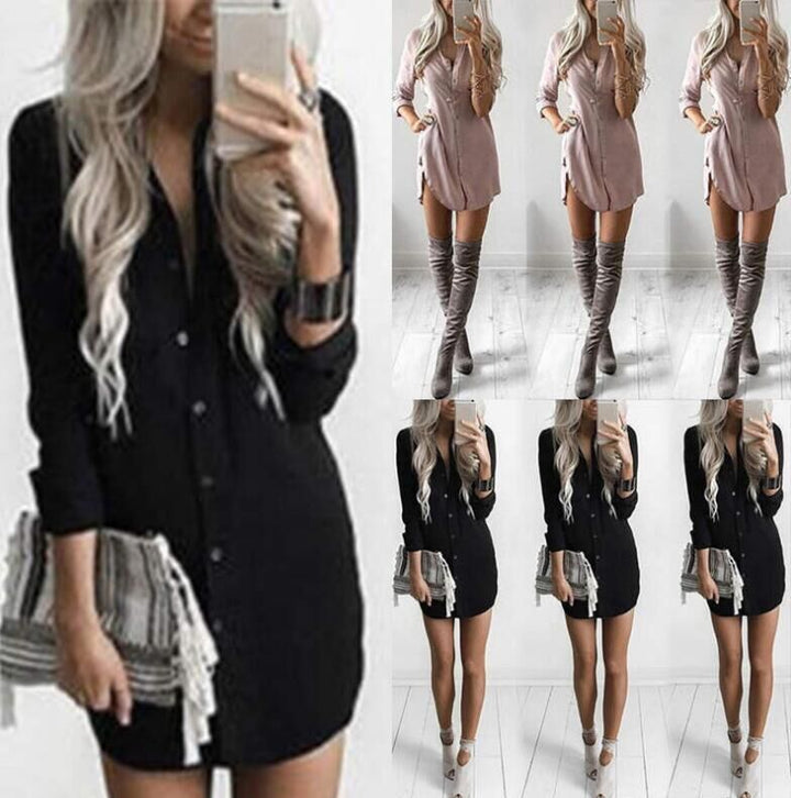 Damen Kurz-Shirtkleid mit Rundsaum, seitlichen Schlitzen und lässiger Tunika-Silhouette Drune