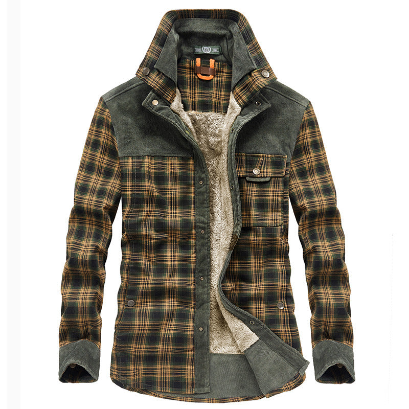 Herren Gemusterte Flanelljacke mit Fleece Futter Drune