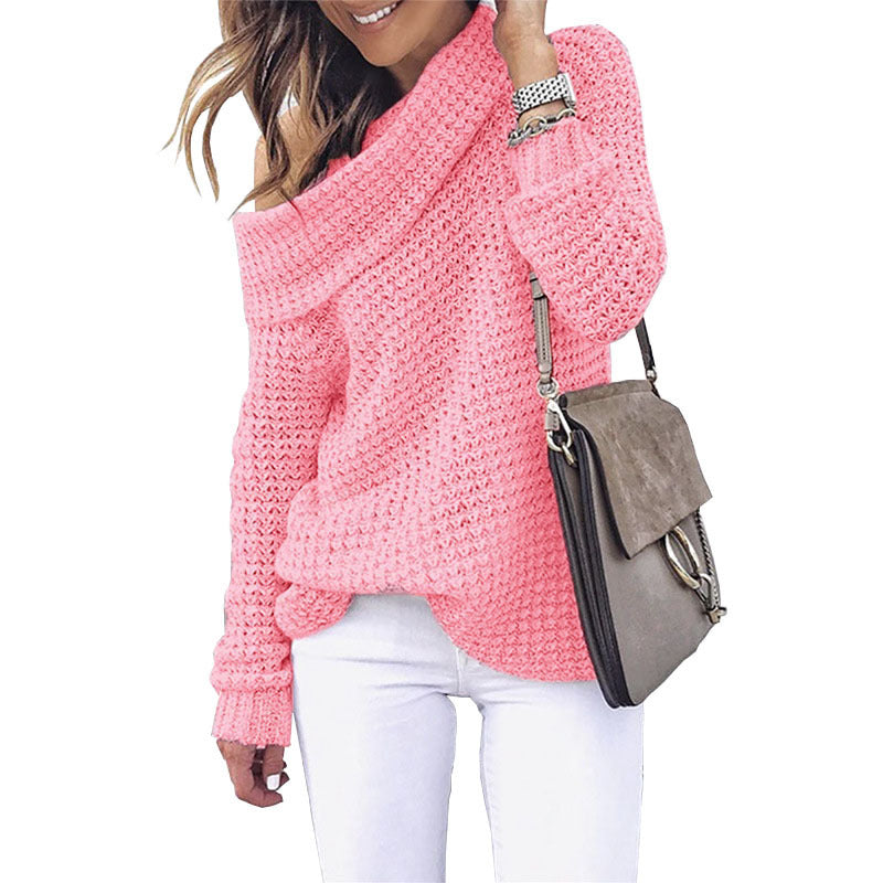 Damen Strickpullover mit schulterfreiem Design und strukturierter Textur Drune