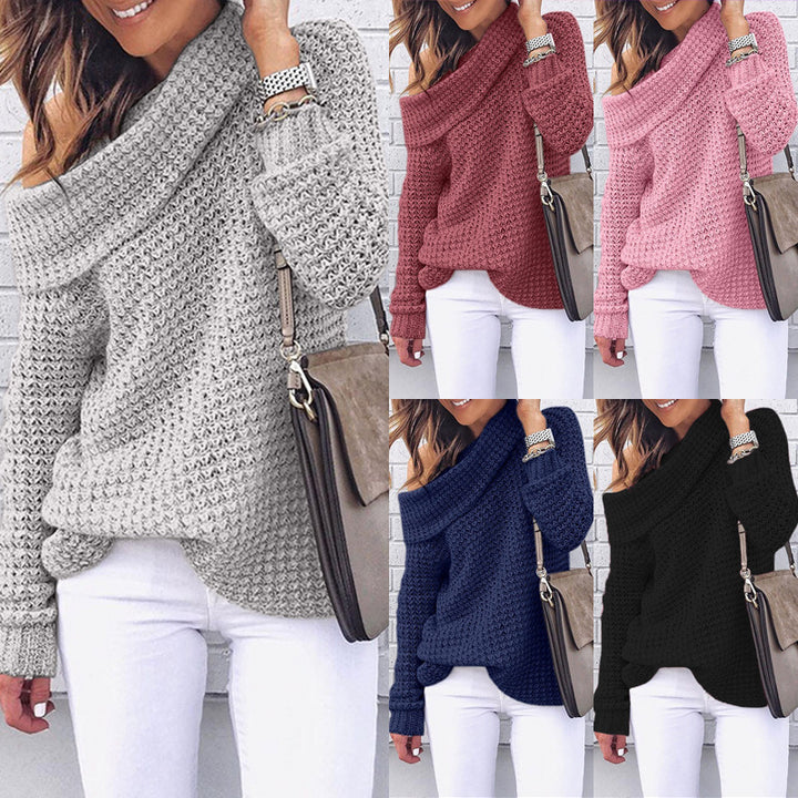 Damen Strickpullover mit schulterfreiem Design und strukturiertem Muster Drune