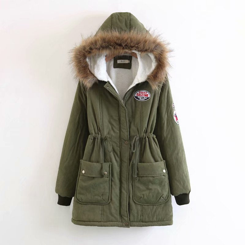 Damen Langer Utility-Parka mit Teddyfutter, Kapuze mit Kunstfell und Kordelzug Drune