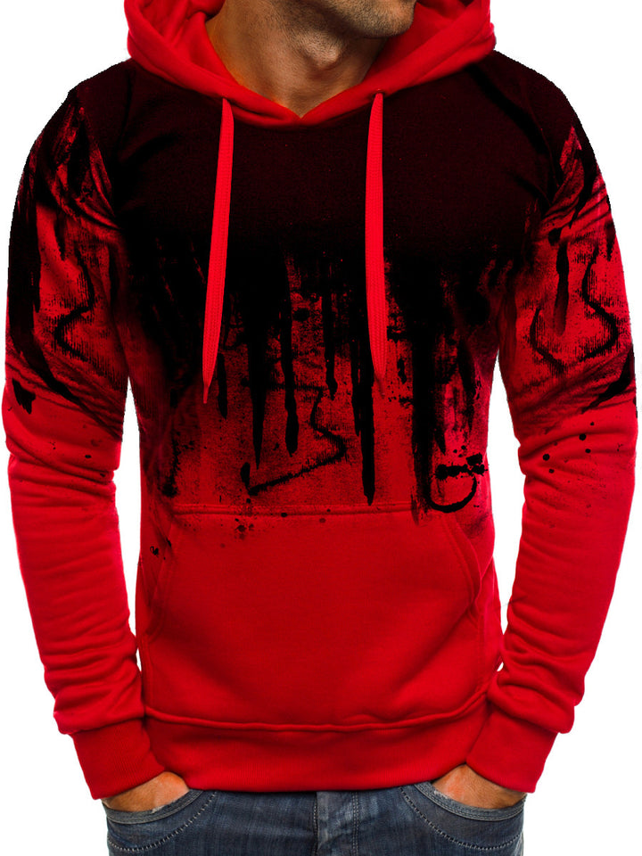 Herren Kapuzenpullover mit verlaufendem Drip-Print, Kängurutasche und kontrastierender Kapuzenfütterung Drune