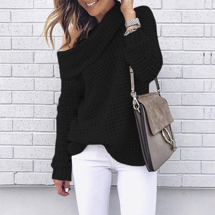 Damen Strickpullover mit schulterfreiem Design und strukturiertem Muster Drune