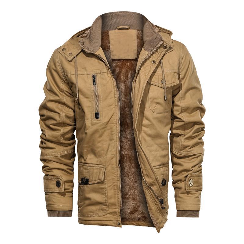 Herren Gefütterte Feldjacke mit Teddyfutter, Winddichtem Canvas & Mehrfach-Taschen Drune