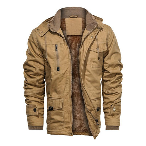 Herren Gefütterte Feldjacke mit Teddyfutter, Winddichtem Canvas & Mehrfach-Taschen Drune