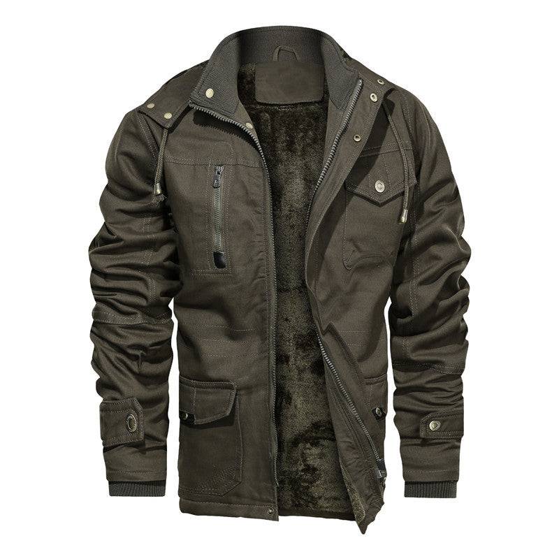 Herren Gefütterte Feldjacke mit Teddyfutter, Winddichtem Canvas & Mehrfach-Taschen Drune