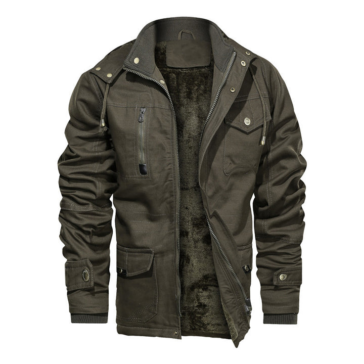 Herren Gefütterte Feldjacke mit Teddyfutter, Winddichtem Canvas & Mehrfach-Taschen Drune