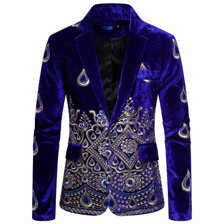 Herren Prunkvolles besticktes Samt‑Sakko mit Ornament- und Paisleystickerei Drune