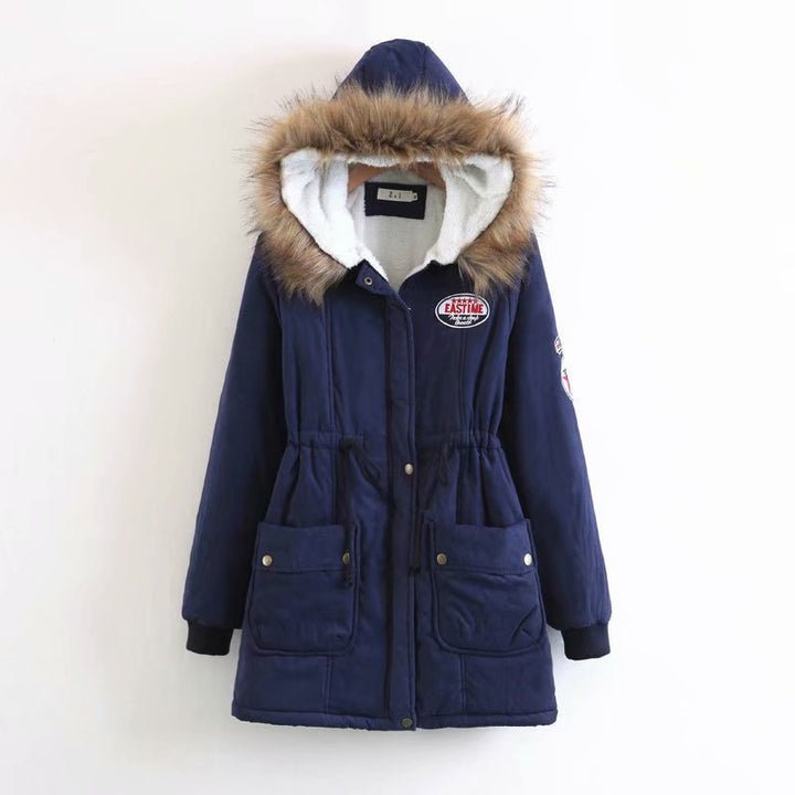 Damen Langer Utility-Parka mit Teddyfutter, Kapuze mit Kunstfell und Kordelzug Drune