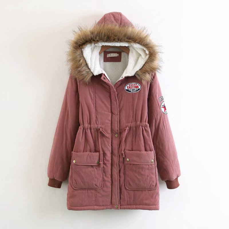 Damen Langer Utility-Parka mit Teddyfutter, Kapuze mit Kunstfell und Kordelzug Drune