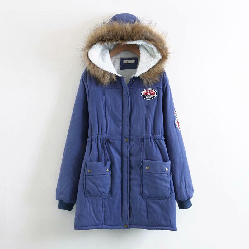 Damen Langer Utility-Parka mit Teddyfutter, Kapuze mit Kunstfell und Kordelzug Drune