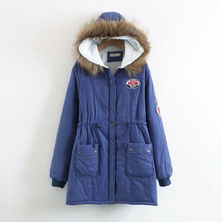Damen Langer Utility-Parka mit Teddyfutter, Kapuze mit Kunstfell und Kordelzug Drune